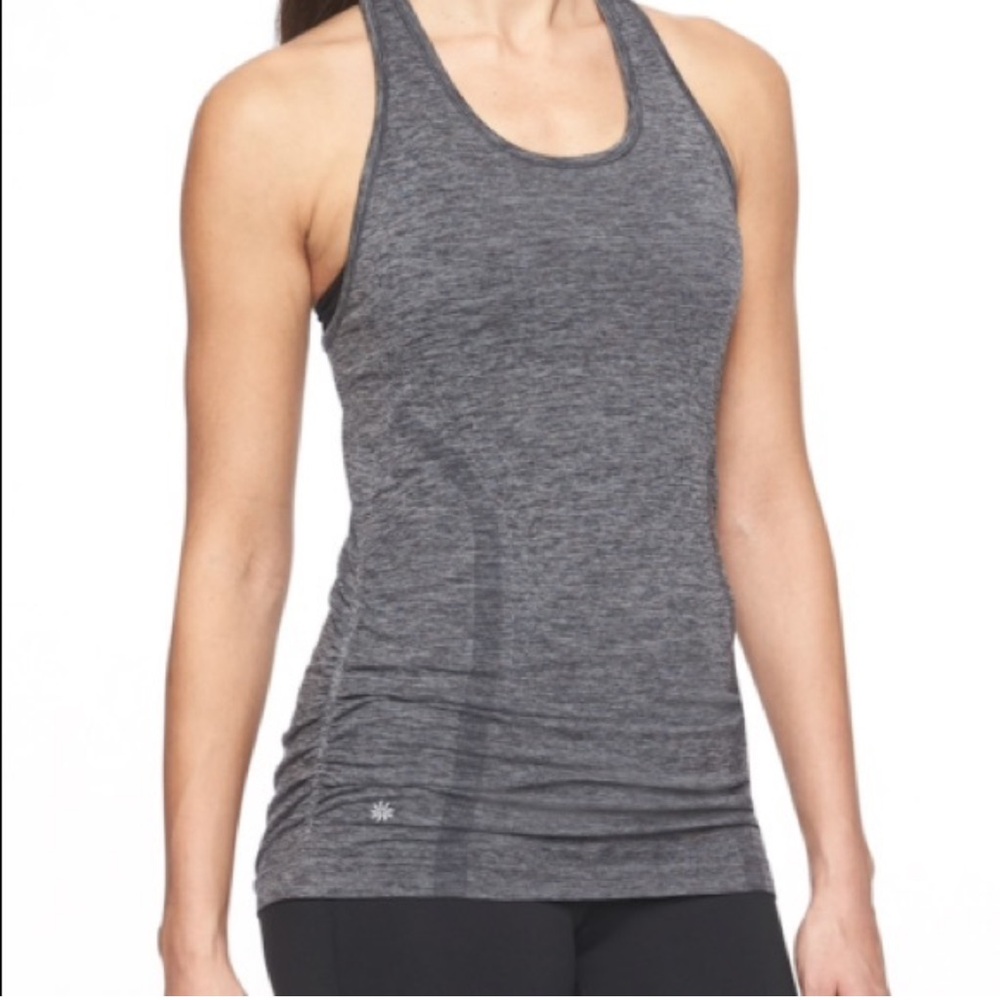 Athleta Racer Back Grey Tank with Side Ruching‎ Size S (749T)
